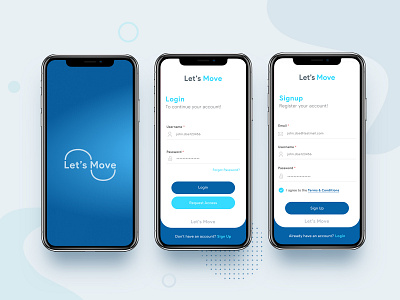 Let's Move Mobile App - Login Signup letsmove login mobille app signup splash ui design