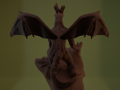 3D Dragon Model Blender Back View