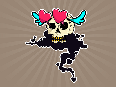 Love skull cartoon character design comic digital painting graphic design illustration love skull