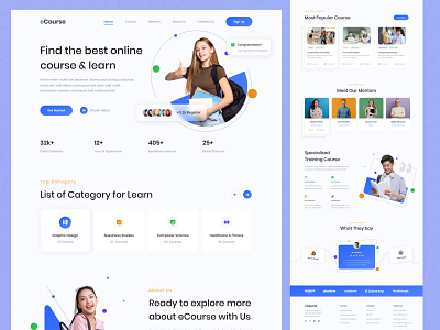 E-learning Landing Page animation app behance course dailyui design dribbblers e learning elearning flatform graphic design graphicdesignui landing page ui uidesign uitrends userexperience userinterface ux website
