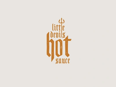 Little Devils Hot Sauce branding devil heat hot sauce logo logo design packaging packaging design pitchfork vector