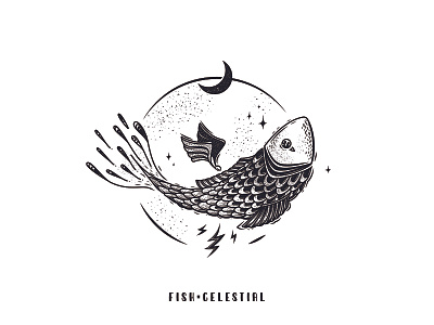 F I S H x C E L E S T I A L illustration illustrator ink inktober2020 pilouctober vector