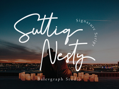 Suttiq Nesty Signature Script elegant invitation logo luxury typography