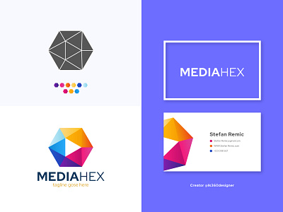 Mediahex logo design || Minimalist Play button logo