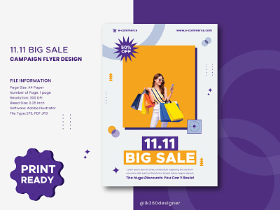 11.11 Big sale Flyer Design. Campaign Flyer Design. Minimalist.