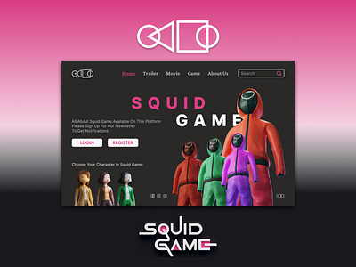 Squid Game Web Design best branding clean creative design flat home illustration logo squid game ui web design website design
