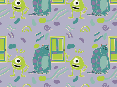 Seamless Pattern Monster Inc background backgrounds cartoon monster monsters inc seamless pattern seamlesspattern wallpaper