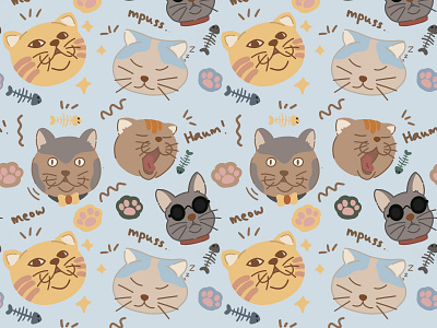 Seamless Pattern Cute Cats