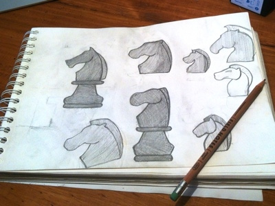 Horsies chess drawing horse knight logo pencil sketch