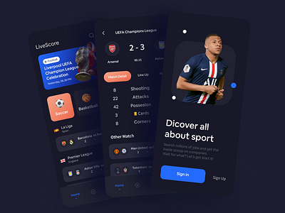 Live Score Mobile App Exploration card cup football football app highlight home screen league live score match match detail mobile mobile app mobile app design mobile design mobile ui mobile ui ux soccer soccer app splash screen ui design