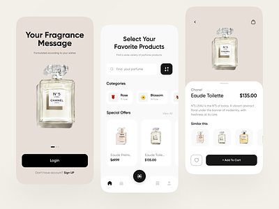 Parfume Apps Exploration 😎 card cart details mobile mobile app mobile app design mobile apps mobile design mobile ui navbar online shop online store parfume product product design products shop splash screen ui design ux design