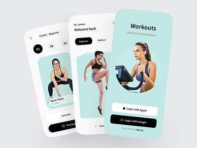 Workout Apps Exploration 👟 apps button card fitness login mobile mobile app mobile app design mobile design mobile ui play splash screen sport sport app ui ux workout workout app yoga