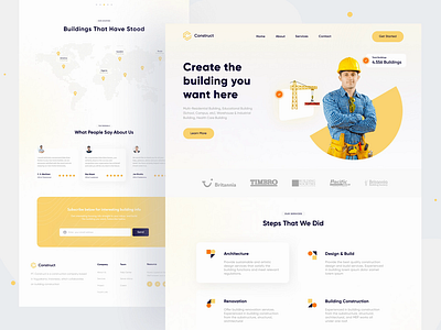 Construct Landing Page 👷 animation animation design architecture building clean construction design homepage interaction landing landing page maps motion design ui ux web web animation web design website work