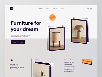 Crown - Furniture Landing Page 🔥 business ecommerce furniture hero hero section landing page market marketplace online store product sales shop shopify shopping startup store ui ux web design website