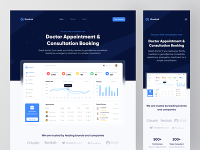 Quadrok - SaaS Landing Page 🔥 appointment appointment booking b2b consultation doctor doctor appointment enterprise healthcare landing page medical medicine patient saas saas landing page saas website software ui ux web design website