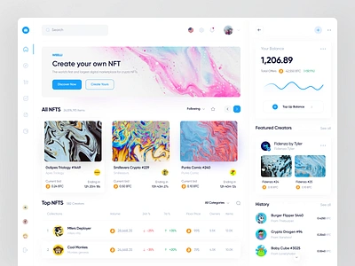 Dashboard - NFT Marketplace 🔥 bitcoin blockchain crypto wallet cryptoart cryptocurrency dashboard graphic design market marketplace nft nft dashboard nft market nft marketplace nftart nfts product design sell ui ux webflow