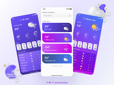 Weather Forecast App 3d animation app clean graphic design ios minimal mobile trend ui uidesign uiux userinterface weather