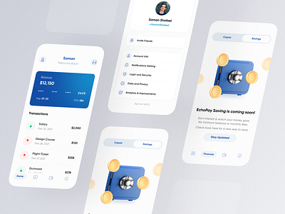 Payment App 3d 3d illustration bank banking card checkout echodesign finance minimal modern design money payment paypal redesign transaction trend ui visa card