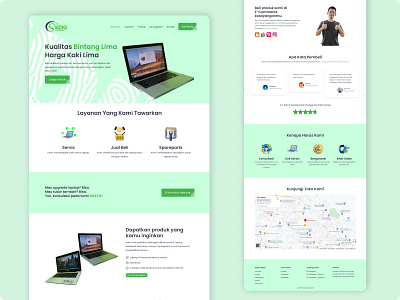 Single Page Website For Computer Services and Sales graphic design green white computer e-commerce web singlepage website ux ui