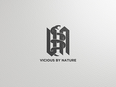 vicious by nature custom letters logo nature simple snake typography art vicious