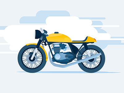 Cafe Racer in the clouds cafe complementary illustration motorcycle racer