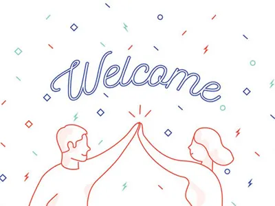 Welcome Free Trial Members high five high five illustration monoline welcome