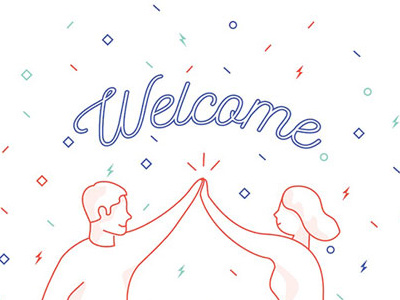 Welcome Free Trial Members high five high five illustration monoline welcome