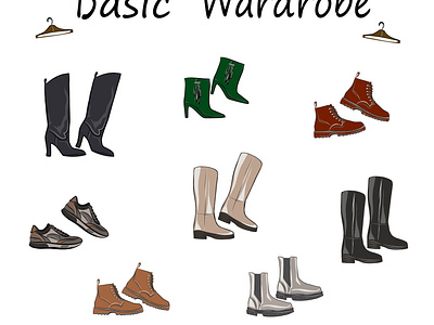 Boots, shoes, sneakers, boots, heels. basic wardrobe