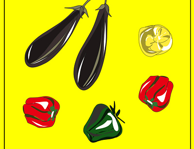 Eggplant. Red, green, yellow peppers. Vegan. eggplant healthy healthy food peppers vegan food vegan logo veganism vegetables
