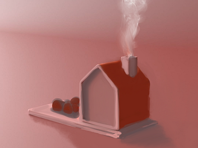 Pink porcelain house for candles and incense.