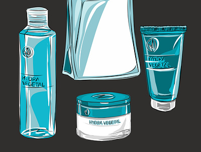 A set of cosmetics in turquoise color. Cream. a tube of facial toner ad advertising background beauty blank body bottle care circle clean container cosmetic cosmetics store cream cream in a jar design face facial hygiene