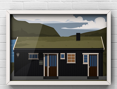 House on the Faroe Islands art branding design dream flat forest house illustration minimal mokcup typography vector