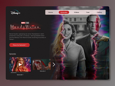 Marvel Studios WandaVision Series Landing Page avengers branding dark theme design dribbble dribbble best shot figma landing page marvel comics marvel studios typography ui ui design uiux ux ux design vision wanda web design website