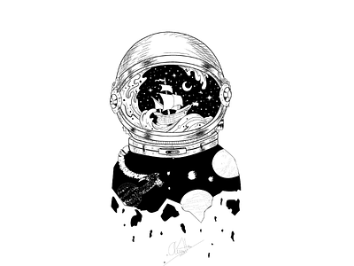 Astronot astronot design earth illustration ink inkdrawing pendrawing sketch