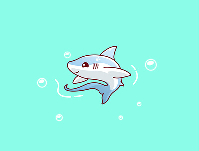 Thresher Shark adorable animal cartoon character characterdesign cute animal fish illustration kawaii logo ocean sea shark sweet underwater vector water