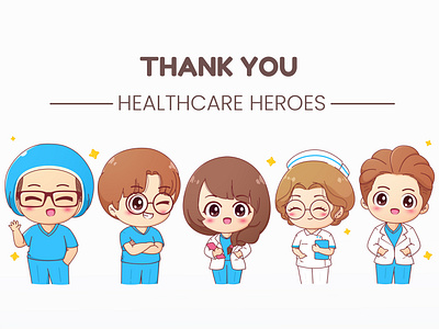 Thank you adorable branding cartoon character characterdesign design graphic design healthcare illustration logo medical paramedic superhero surgeon sweet team thank you vector workers