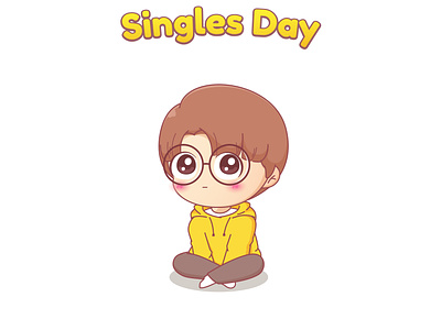 Happy singles day adorable animation boy cartoon character characterdesign chibi design graphic design illustration kawaii logo single singles day sweet vector