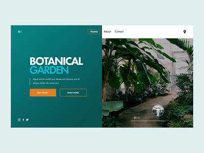 Botanical garden home page botanical design flowers garden plants typography ui ux web design
