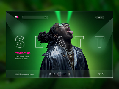 Slatt Young Thug player concept UI design player typography ui ux web design youngthug