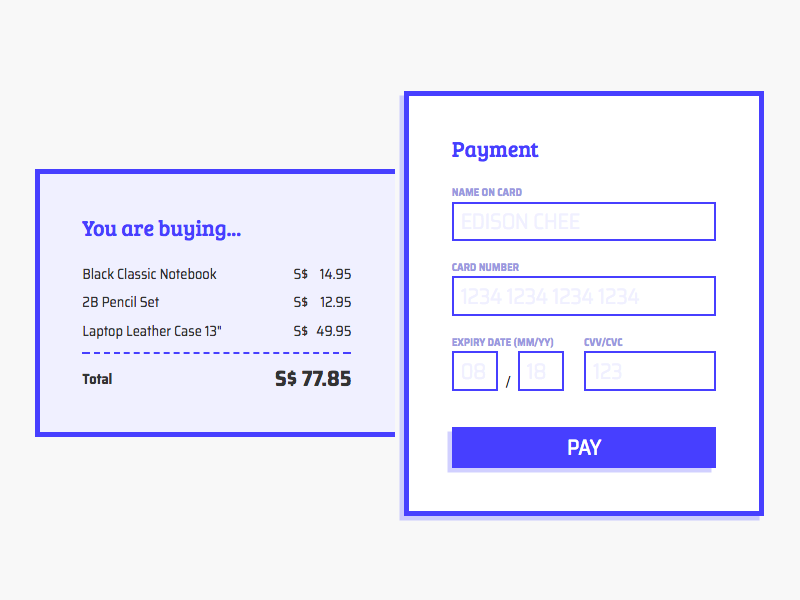 Checkout form form payment checkout line css 002 dailyui