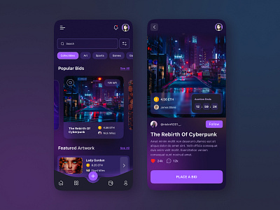 NFT Mobile App - Dark Version