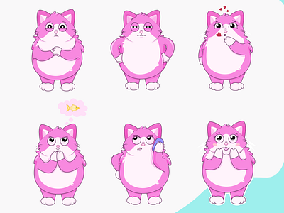 Stickers for Facebook messenger cat pink sticker design stickers vector illustration