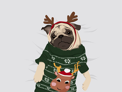 Christmas dog in a sweater cute dog dog illustration new year sweater vector illustration winter