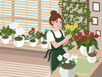 Flower Studio Detailed illustration illustration vector illustration персонаж растения цветочная студия цветы