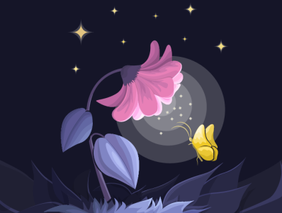 Illustration of "the Magic flower" dark colors illustration light night vector illustration