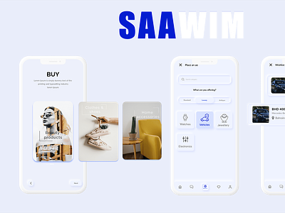 Saawim app branding buying buying luxury item design exchange illustration selling selling luxury item ux