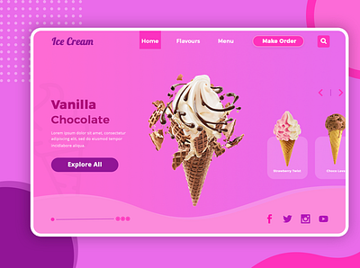 Ice cream Home Page design psd mockup psd template uidesign