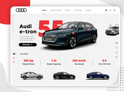 Audi e-tron concept design homepage design photoshop psd mockup ui ux xd design