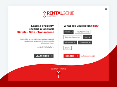 RentalGenie angular app branding design flat fullstackdevelopment homedesign illustration ui ux vector web
