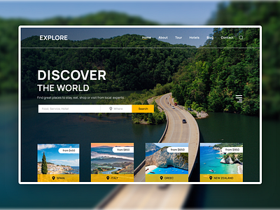 Travel Landing Page exploration explore header hotel landing page modern ui pricing travel travel agency travel app travel blog travel booking travel header traveler traveling ui uidesign ux ux design website